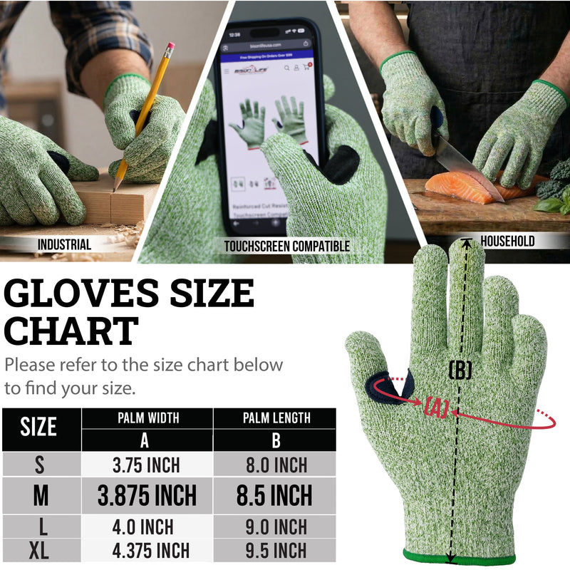 Reinforced Level 5 Cut Resistant Gloves, Touchscreen Compatible, 1-Pair