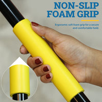 Bison Life 61" Metal Extendable Mop/Broom Handle, 4-Section Threaded Pole, Black/Yellow