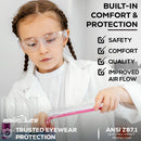 Kids Protective Safety Glasses, Z87.1 Clear Lens, Color Temples