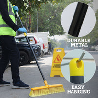 Bison Life 61" Metal Extendable Mop/Broom Handle, 4-Section Threaded Pole, Black/Yellow