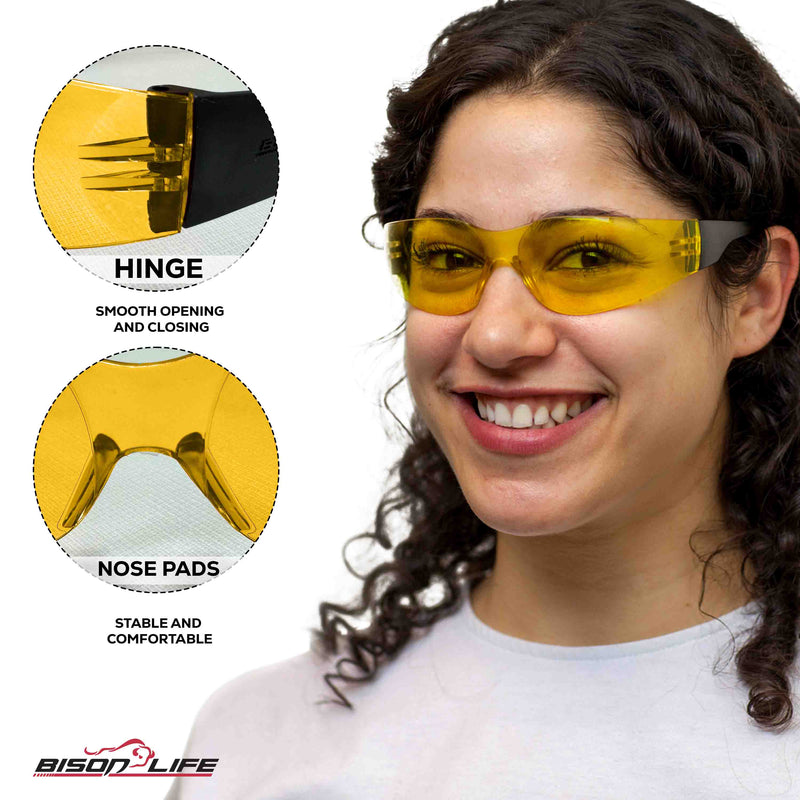 Keystone Color Lens Black Temple Safety Glasses, High Impact Lens