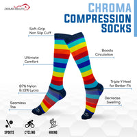 Bison Life Chroma Compression Socks for Men & Women – Knee-High Multi-Color Support Socks
