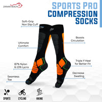 Bison Life Sports Pro Compression Socks for Men & Women – Breathable Knee High Support, Black