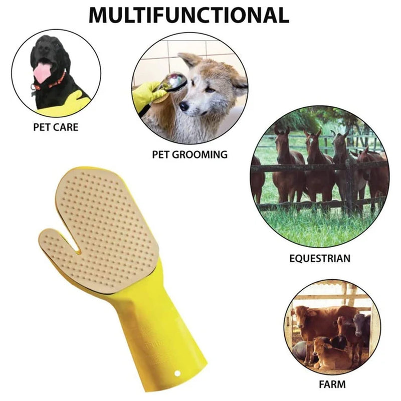 Bison Life Pet Grooming Mitt — Studded Bristle Massage Glove for Dogs & Cats