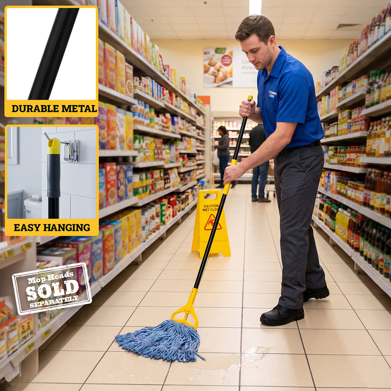 Bison Life 61-Inch Extendable Mop Handle with Quick Change for Wet Mop, Side Gate Mop Stick