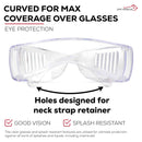 Diamont Vented Over Clear Safety Glasses, ANSI Z87.1, Anti-Scratch