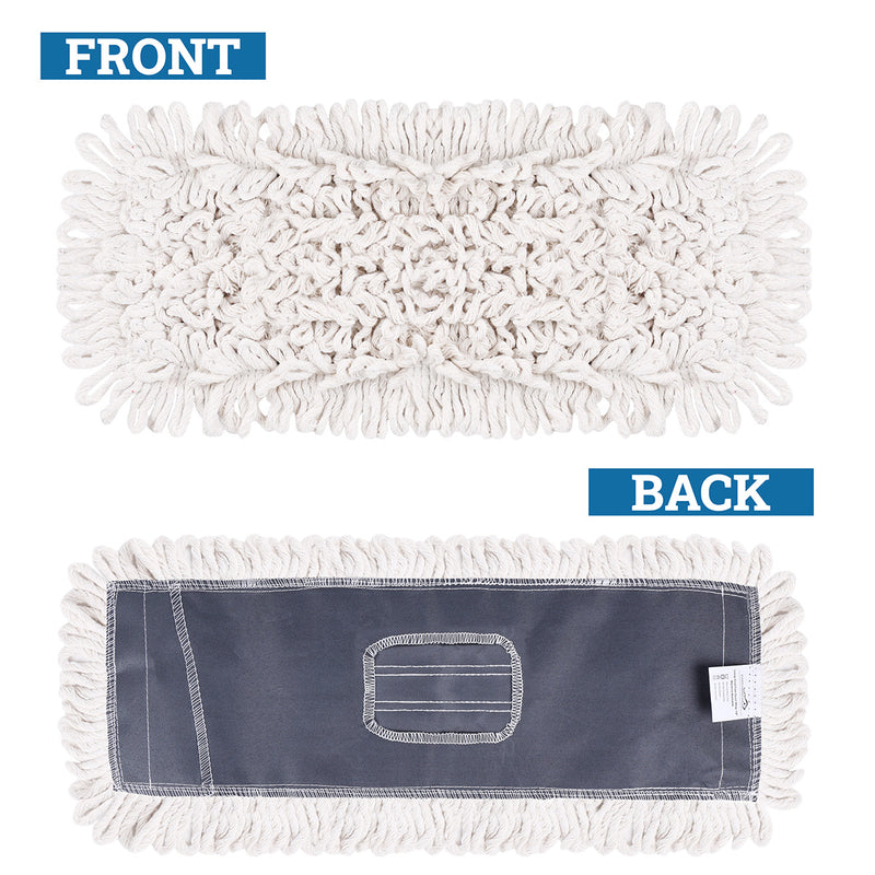Bison Life Loop-End Cotton Dust Mop Refill Pads, Flat Mop Heads For Industrial Floors