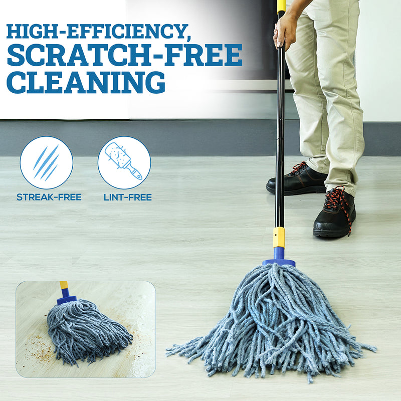 Bison Life Screw-On Wet Mop Replacement Heads, Cotton Blend, Plastic Threaded Socket