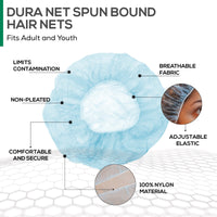 Bison Life Dura Net Spun-Bond Hair Nets – Disposable Breathable Hair Nets for Food Service