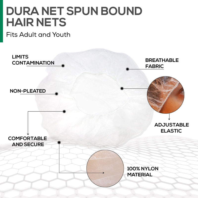 Bison Life Ultranet Anti-Microbial 24" Disposable Hair Nets for Food Service & Professional Hygiene