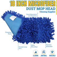 Bison Life  Commercial Dust Mop – 18 in Microfiber Loop-End Mop Head with Extendable 61 in Handle