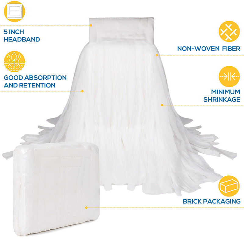 Bison Life Disposable Non-Woven Cut End Floor Cleaning Wet Mop Head Replacement, White