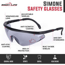 Simone Fully Adjustable Temple Safety Glasses, Anti Scratch-Fog Lens