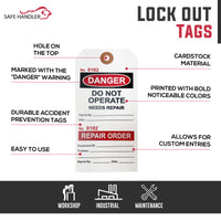 Lock Out Danger Tags with Ties – Do Not Operate, Needs Repair Safety Tags