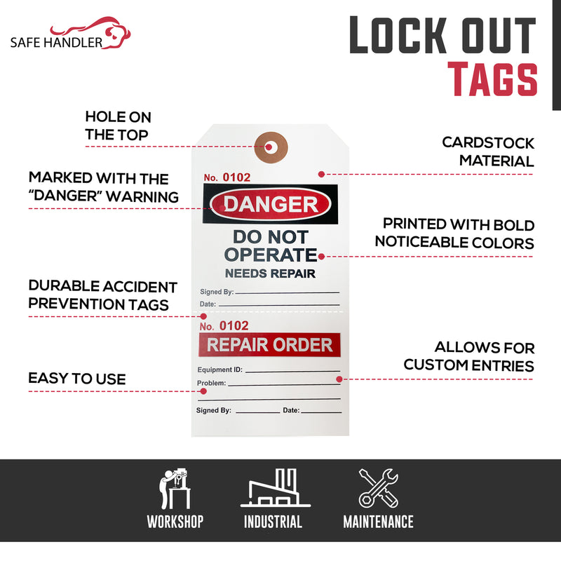 Lock Out Danger Tags with Ties – Do Not Operate, Needs Repair Safety Tags