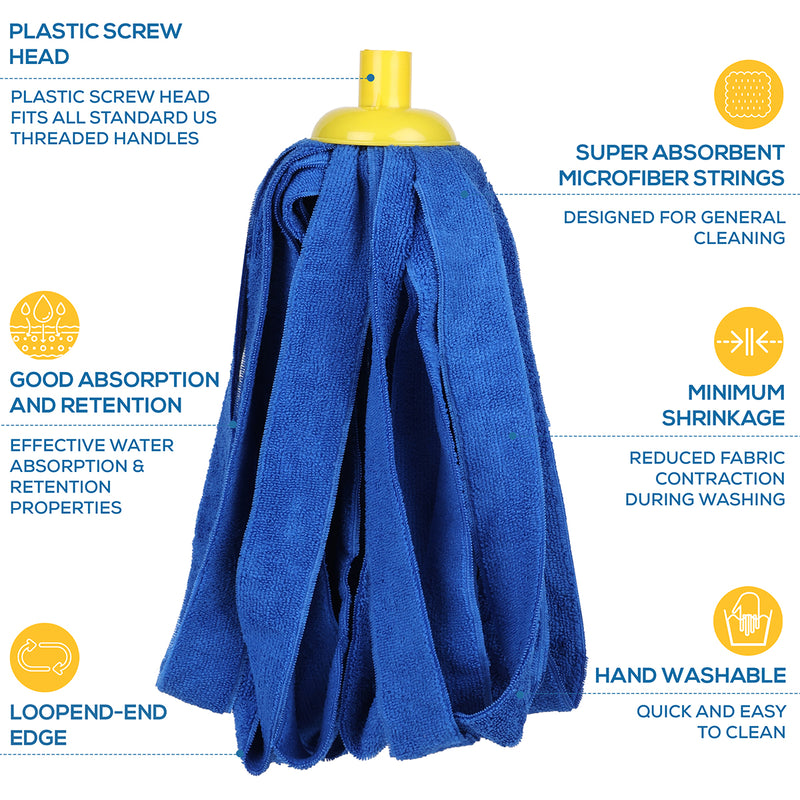 Bison Life Microfiber Mop Cloth Heads Replacements with 61" with Extendable Handle