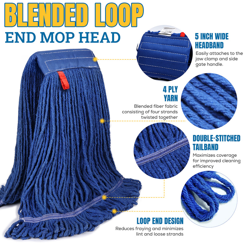 Bison Life Dark Blue Blended Loop End Heavy Duty Mop Head Replacement