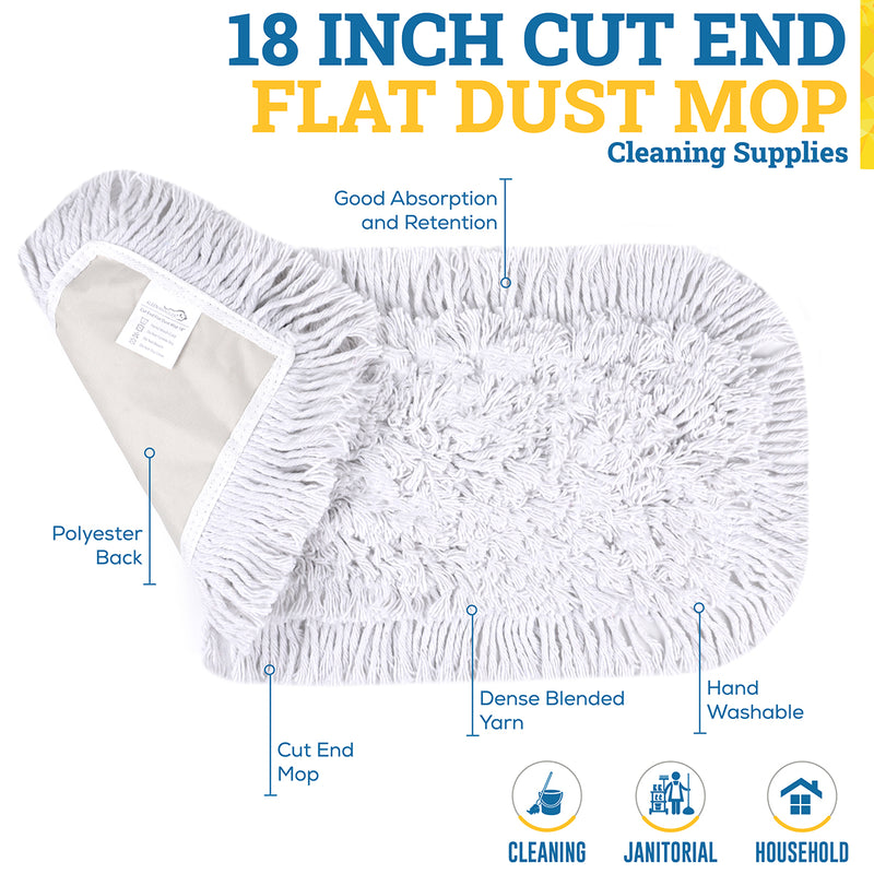 Bison Life Cut End Commercial Blended  Dust Mop Replacement Heads, Industrial for Floor Cleaning