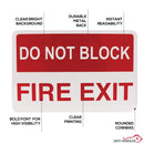 Do Not Block Fire Exit Sign, Metal Fire Safety Sign, Red and White, 12" x 8"