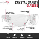 Crystal Clear Lens Clear Temple Safety Glasses, Impact Resistant Lens