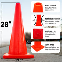 Bison Life 28" Orange PVC Traffic Safety Cone – High Visibility Construction & Road Safety Cone
