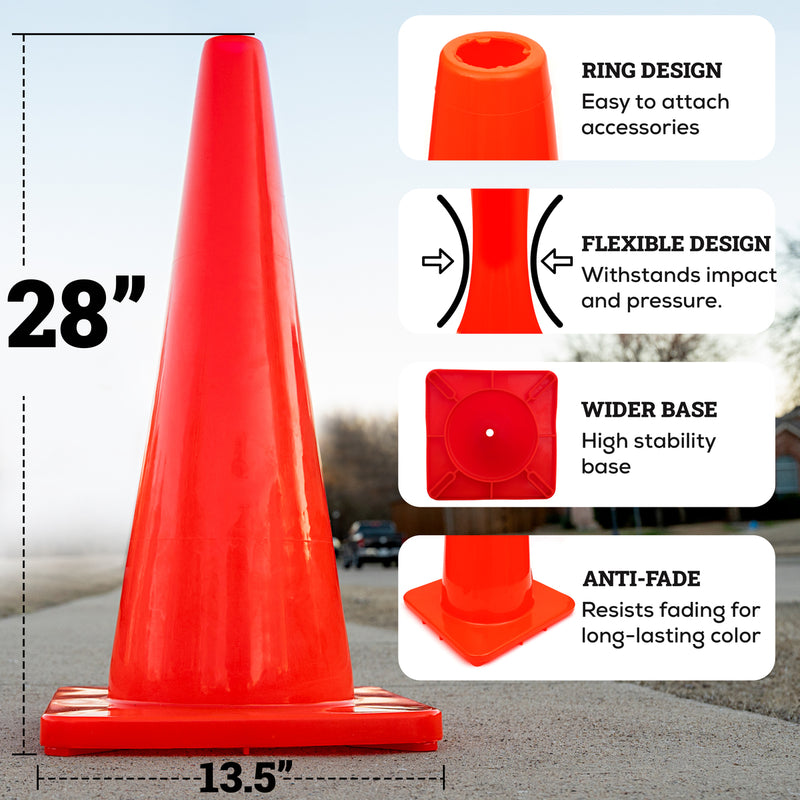 Bison Life 28" Orange PVC Traffic Safety Cone – High Visibility Construction & Road Safety Cone