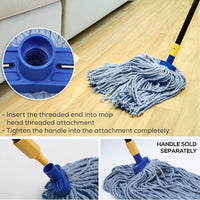 Bison Life Screw-On Wet Mop Replacement Heads, Cotton Blend, Plastic Threaded Socket