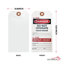Lock Out Danger Tags with Ties – Do Not Operate, Needs Repair Safety Tags