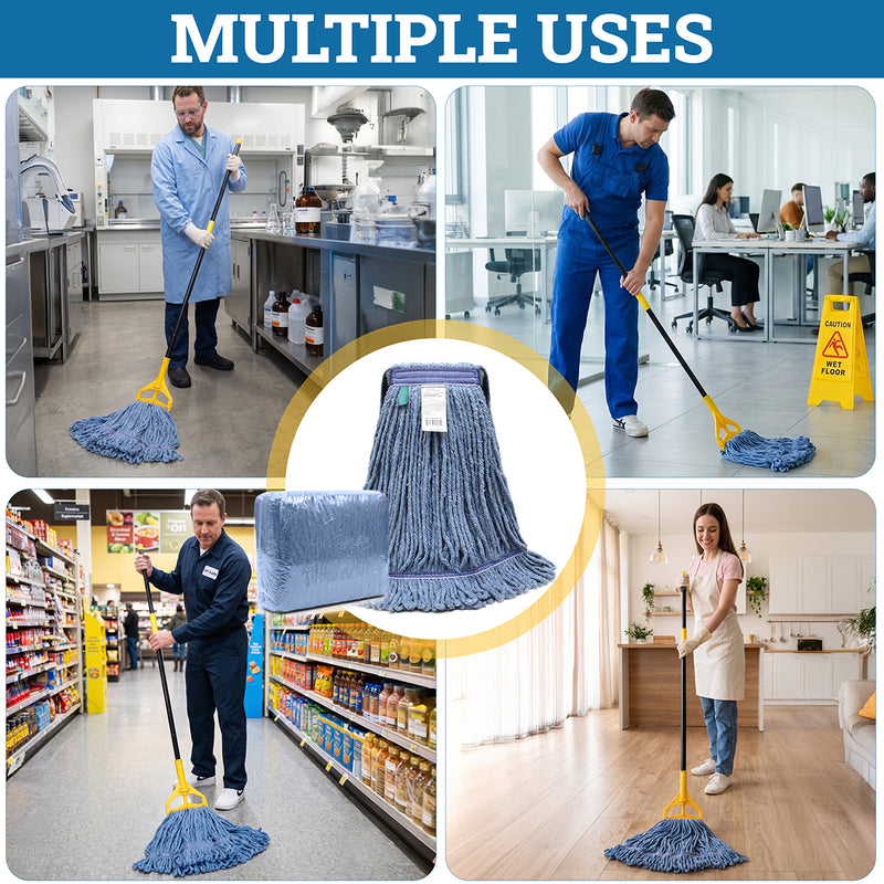 Bison Life Blended Heavy Duty Loop End Mop Head Replacement, Blue