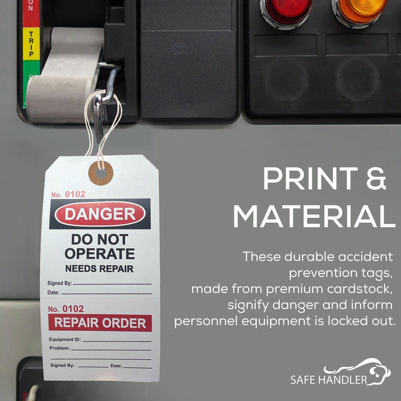 Lock Out Danger Tags with Ties – Do Not Operate, Needs Repair Safety Tags