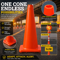 Bison Life 28" Orange PVC Traffic Safety Cone – High Visibility Construction & Road Safety Cone