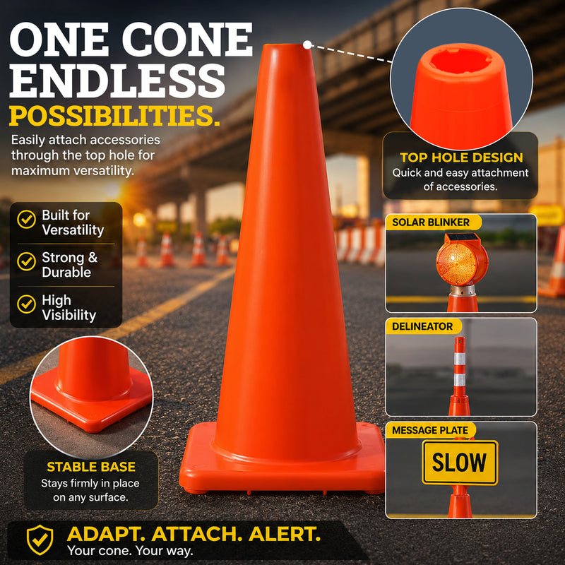 Bison Life 28" Orange PVC Traffic Safety Cone – High Visibility Construction & Road Safety Cone
