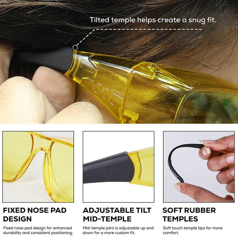 PrimeX Color Lens Black Temple Safety Glasses, Anti-Fog, ANSI Z87.1