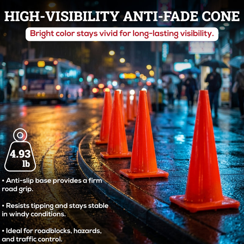 Bison Life 28" Orange PVC Traffic Safety Cone – High Visibility Construction & Road Safety Cone