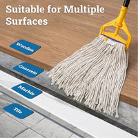 Bison Life Cut End Blended Mop Head Replacement with 1.25-inch Universal Headband, White, 16 Oz