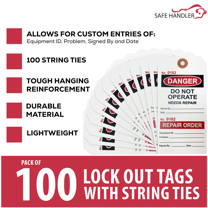 Lock Out Danger Tags with Ties – Do Not Operate, Needs Repair Safety Tags