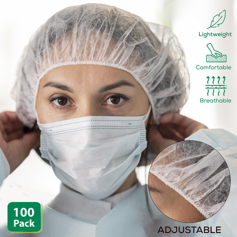 Bison Life Ultranet Anti-Microbial 24" Disposable Hair Nets for Food Service & Professional Hygiene
