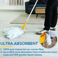 Bison Life Disposable Non-Woven Cut End Floor Cleaning Wet Mop Head Replacement, White