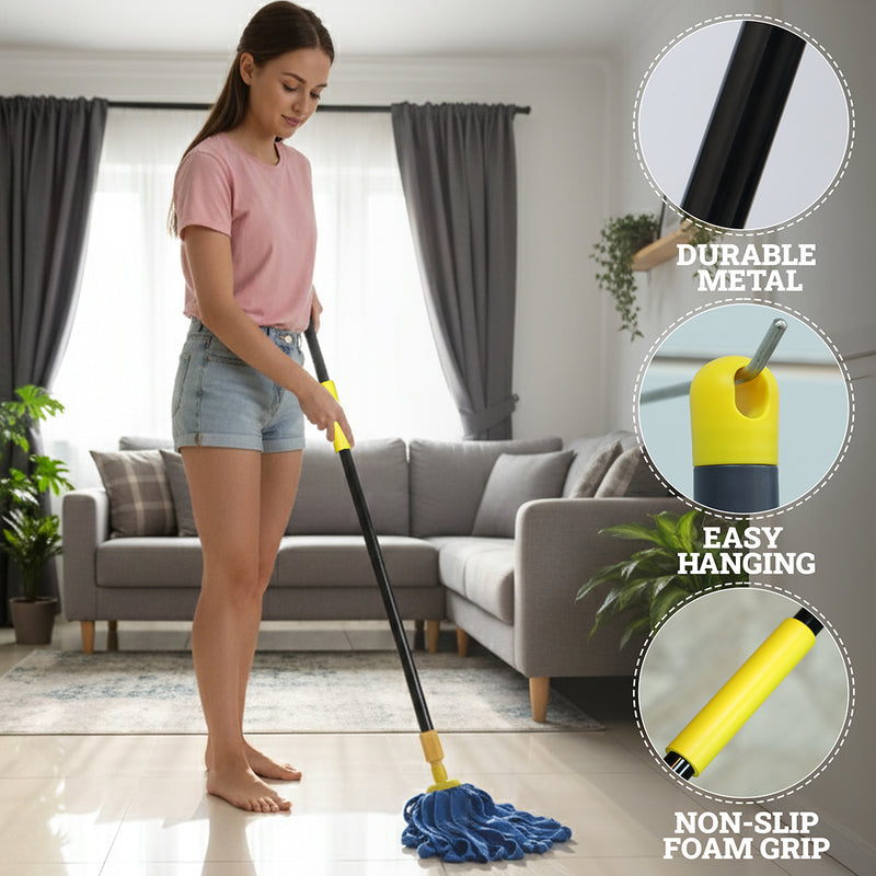 Bison Life Microfiber Mop Cloth Heads Replacements with 61" with Extendable Handle