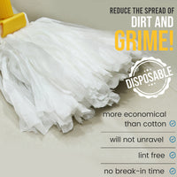 Bison Life Disposable Non-Woven Cut End Floor Cleaning Wet Mop Head Replacement, White