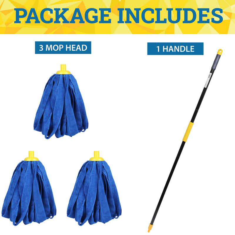 Bison Life Microfiber Mop Cloth Heads Replacements with 61" with Extendable Handle