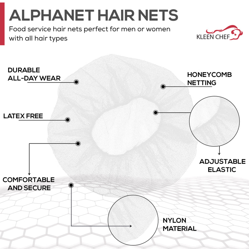 Alpha Net Disposable Honeycomb Hair Nets, Fits Adult and Youth (Pack of 100)