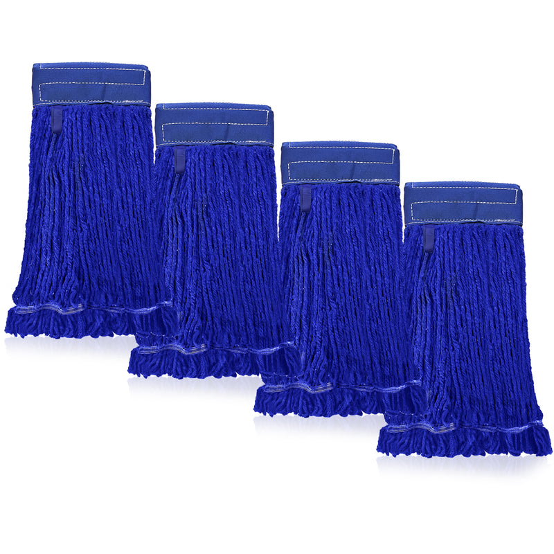 Dark Blue Blended Loop End Heavy Duty Mop Head Replacement, Wet Mop Refills for Industrial and Commercial Use