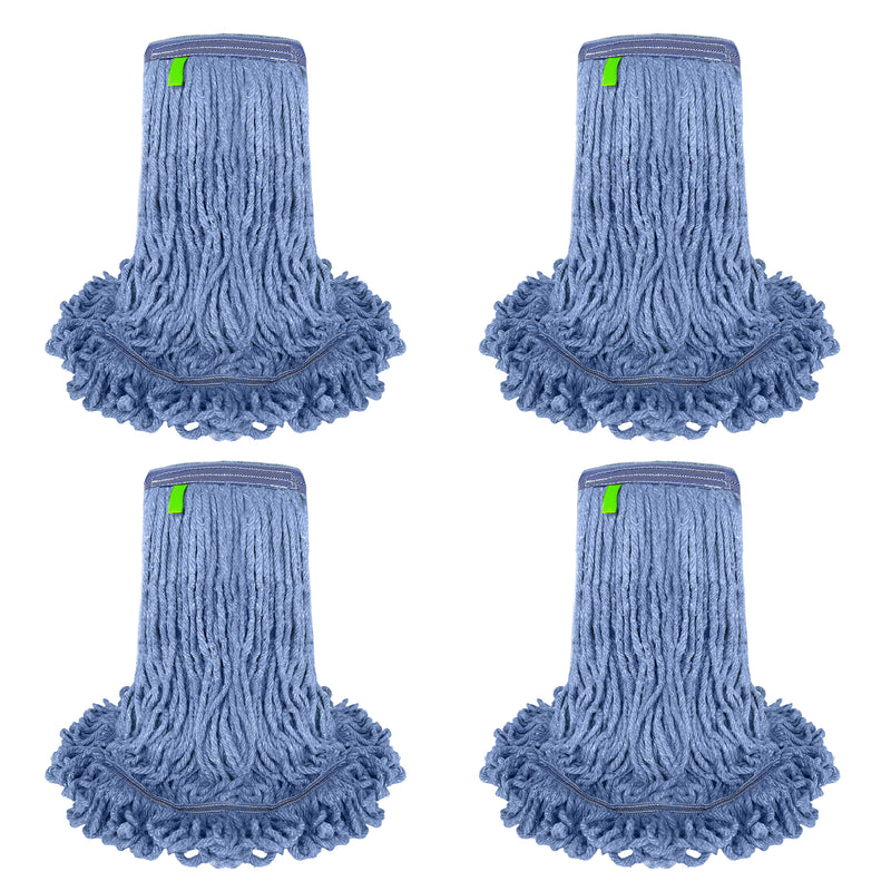 Blended Loop End Heavy Duty Mop Head Replacement, Wet Mop Refills for Commercial and Household Floor Cleaning, Blue