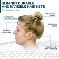 Bison Life Slim Net – Durable Invisible Hair Nets, Ultra-Thin Nylon Mesh for Adults & Youth