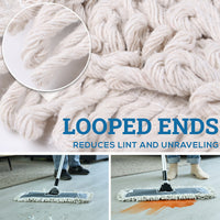Bison Life Loop-End Cotton Dust Mop Refill Pads, Flat Mop Heads For Industrial Floors