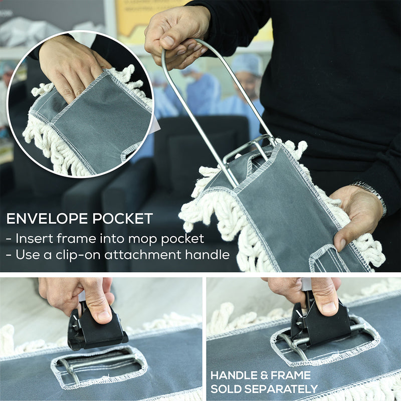 Bison Life Loop-End Cotton Dust Mop Refill Pads, Flat Mop Heads For Industrial Floors