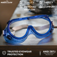 Bison Life Spectra Kids Vented Over-The-Glasses Safety Goggles with Adjustable Strap, ANSI Z87.1