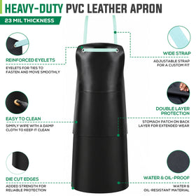 Bison Life Premium Double Layer PVC Leather Heavy Duty Black Work Apron