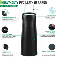 Bison Life Premium Double Layer PVC Leather Heavy Duty Black Work Apron
